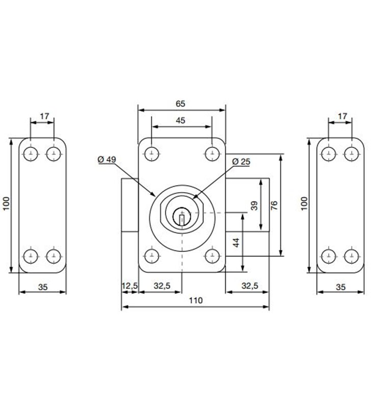 Verrou de porte cylindre double 36 à 40 mm Haute sécurité RADIAL NT Vachette