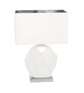 Lampe à poser design en céramique Blanche avec abat jour - Compatible LED