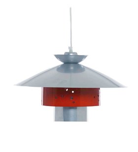 Suspension métal laqué gris et rouge Lampe Lustre suspendue Design