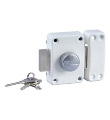 Verrou de securité blanc a bouton pour porte avec cylindre 45 mm Alpha Bricard