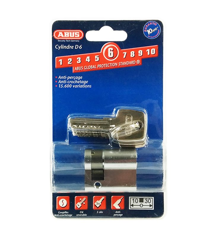 Demi Cylindre Abus D6 10 x 30 Barillet de serrure de porte