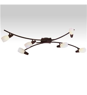 Plafonnier barre 6 lumières spots orientable Applique plafond design rail marron