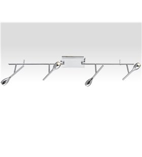 Plafonnier barre 4 spots orientables Applique rail lumières plafond design acier chrome et brossé