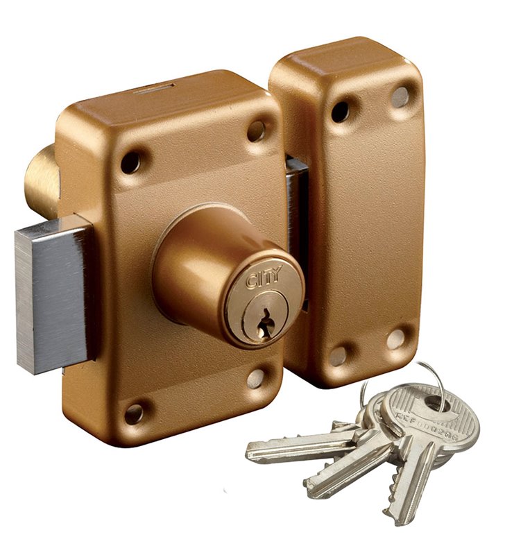 Verrou de sureté à clés CITY 26 pour porte 40 mm 2 entrées Cylindre sécurité Diam 23