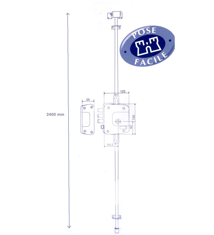 Serrure de porte 5 points A2P ouvrant Gauche tirant Bricard multipoints
