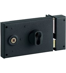 Serrure en applique Bricard monopoint Horizontale à fouillot Ouverture à cylindre ouvrant Droite 55 mm
