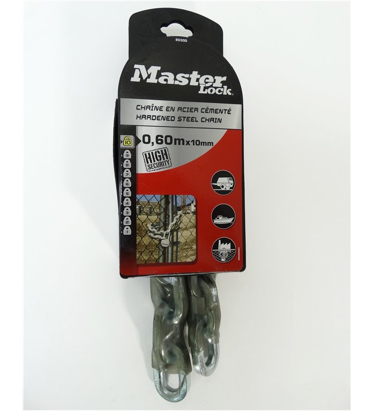 Chaine de sécurité antivol en acier cémenté 60 cm x 10 mm MASTER LOCK 8030D