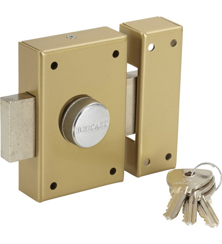 Verrou de sureté pour porte Bricard à bouton et clé Cylindre 45 mm 3 clés