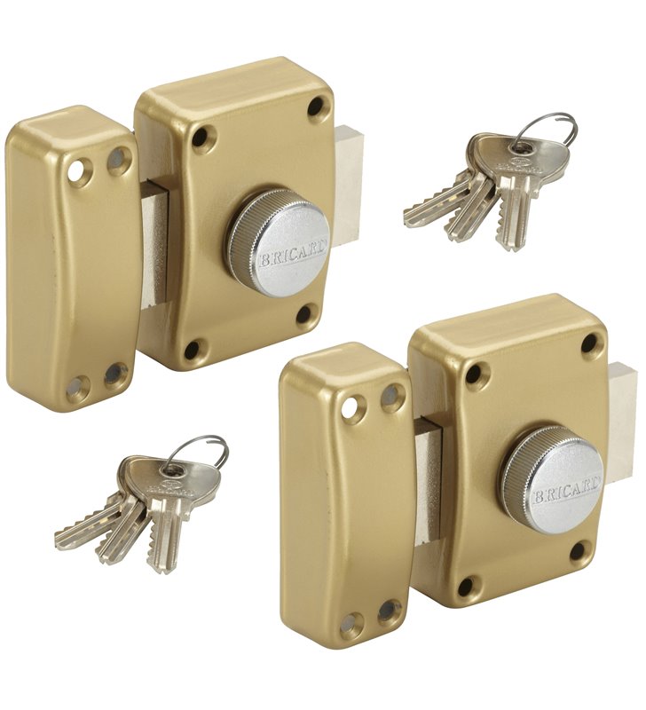 Paire de verrous de porte à bouton Cylindre 45 mm Double verrou s'entrouvrant avec 4 clés uniques