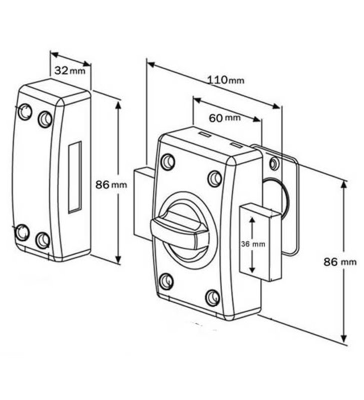 Paire de verrous de porte à bouton Cylindre 45 mm Double verrou s'entrouvrant avec 4 clés uniques