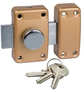 Verrou de sécurité à bouton pour porte de 40 mm d'epaisseur maxi 3 clés fournies