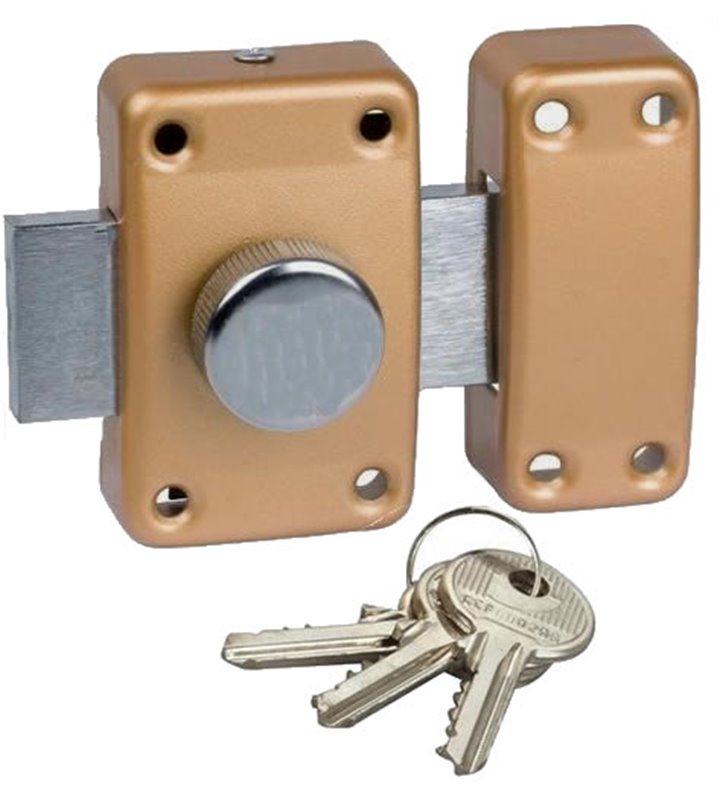 Verrou de sécurité à bouton pour porte de 40 mm d'epaisseur maxi 3 clés fournies