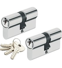 Lot 2 Cylindres 30x30 mm Alpha Bricard 4 clés Barillet de sécurité s\'entrouvrant