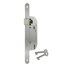 Serrure à larder à clé axe 40 mm electrozingué A encastrer réversible bouts ronds