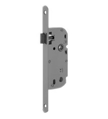 Serrure à larder Bec de canne axe 40 mm electrozingué A encastre réversible bouts ronds