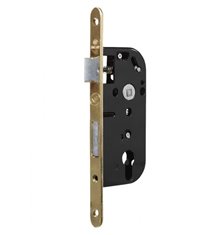 Serrure à larder à cylindre axe 50mm noir A encastrer réversible bouts ronds NF