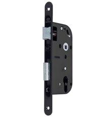 Serrure à larder à cylindre noir axe 40 mm A encastrer réversible bouts ronds NF