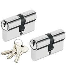 Double cylindre de porte 30 x 30 mm Paire de cylindres de sécurité s\'entrouvrant 3 clés