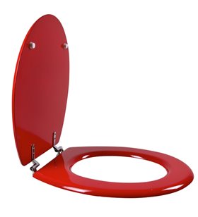 Abattant de toilette Rouge en bois compressé MDF Charnière métal Siege WC standard