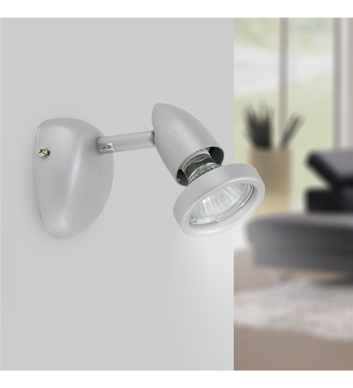 Applique murale Plafonnier gris satiné 1 lumière orientable et inclinable 50W G10
