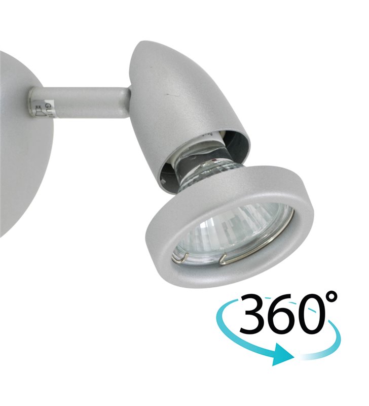 Applique murale Plafonnier gris satiné 1 lumière orientable et inclinable 50W G10
