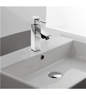 Robinet lave mains design carré pour lavabo avec tete céramique