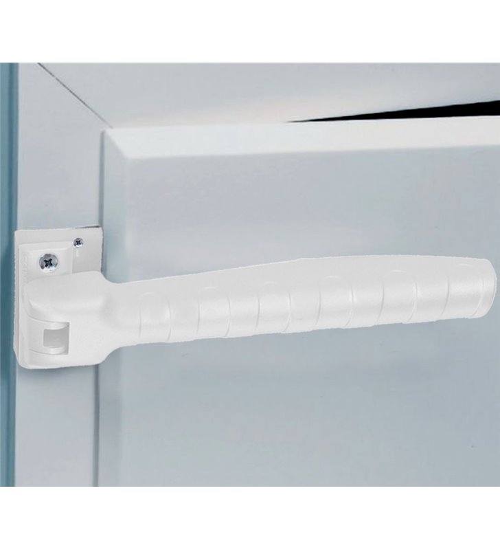 Ferme porte à ressort Blanc avec dispositif d'arrêt à 90 degrés Groom reversible Force reglable