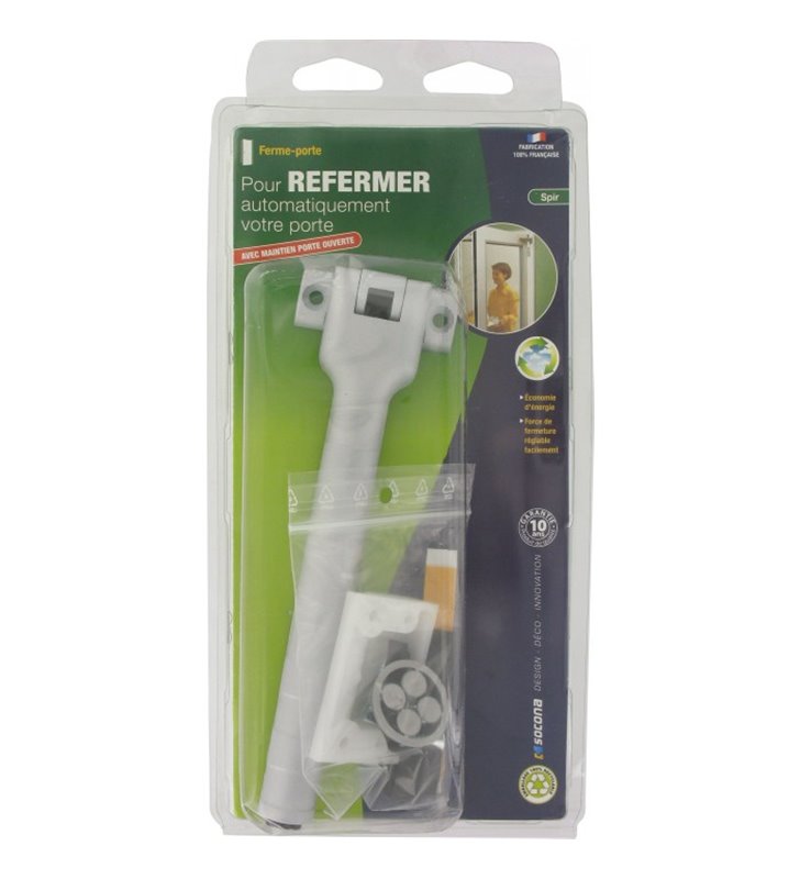 Ferme porte à ressort Gris avec dispositif d'arrêt à 90 degrés Groom reversible Force reglable