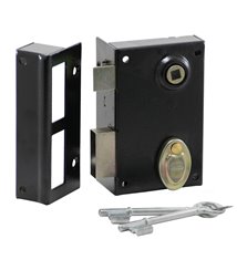 Serrure en applique verticale a fouillot pene dormant porte Gauche 70 x 100 mm ABUS Noir