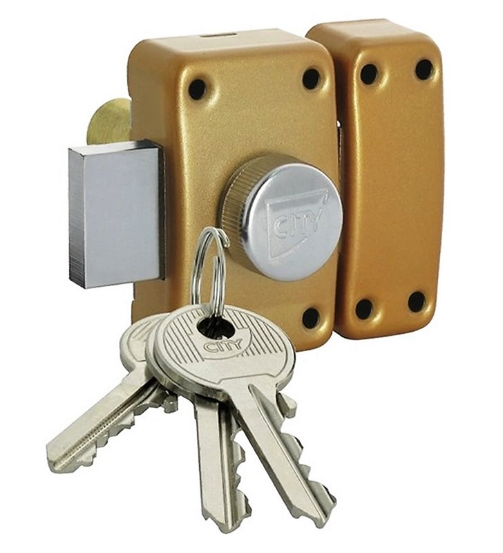 Verrou de sureté à bouton CITY 25 Porte creuse 40 mm Cylindre sécurité Diam 23