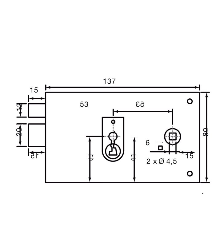 Serrure applique Noire de grille et portail verticale monopoint ouvrant Gauche