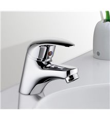 Robinet mitigeur de lavabo bec incline laiton chrome tete ceramique