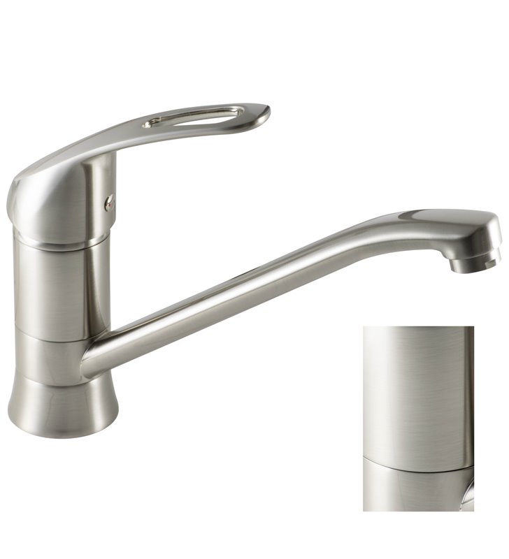 Robinet Cuisine bec long mobile Mitigeur pour evier Nickel Brosse