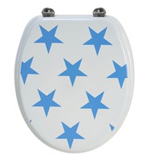 Abattant de toilette en bois compressé MDF Etoiles Bleues Siege WC standard