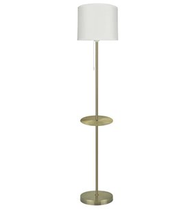 Lampadaire design droit en métal doré Abat-jour blanc et port USB