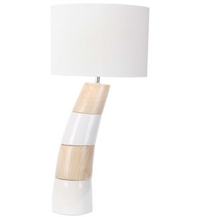 Lampe à poser décorative céramique blanche et bois Éclairage interieur