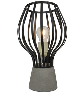 Lampe à poser en ciment et métal noir style industriel Ampoule LED