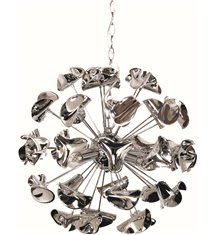 Lustre suspension boule design en métal chromé plafonnier suspendu 4 lumières
