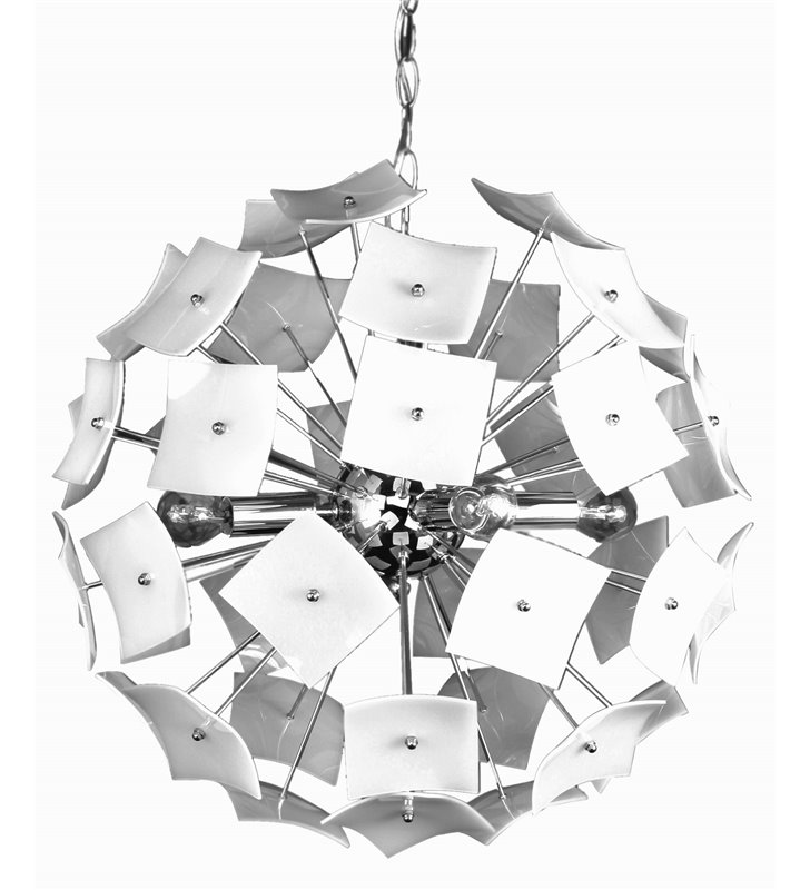 Suspension ronde Lustre moderne blanc en métal 4 lumières Design