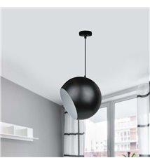 Suspension luminaire lampe LED boule noire design pour plafond en métal