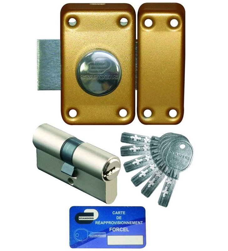 Verrou de securite a bouton pour porte de 40 a 45 mm 4 cles reversibles