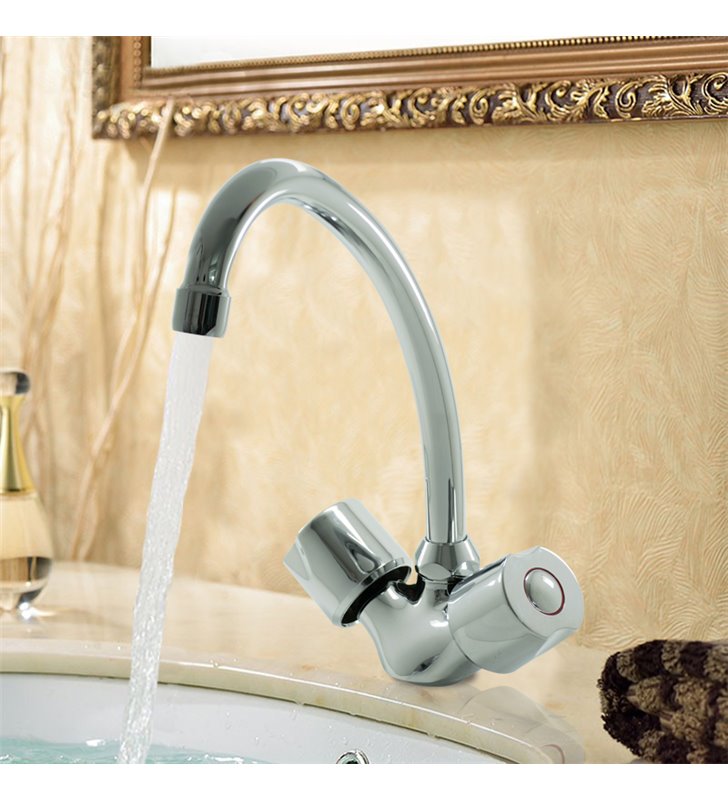 Robinet melangeur de lavabo en laiton chrome avec bec mobile