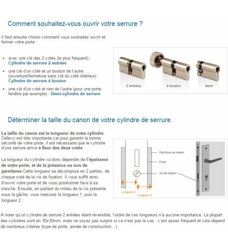 Cylindre de porte Vachette V5 Barillet 30 x 40 debrayable