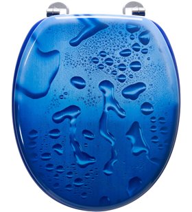 Abattant WC de toilette Standard en bois MDF avec charnières Inox Déco bleu