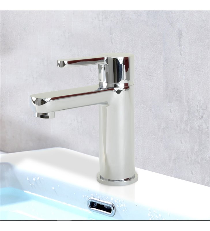 Robinet mitigeur lavabo vasque design laiton chrome butee eco stop