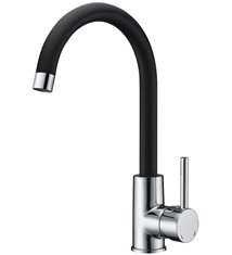Robinet Chrome et Noir Mitigeur d\' evier de Cuisine Bec haut orientable 360