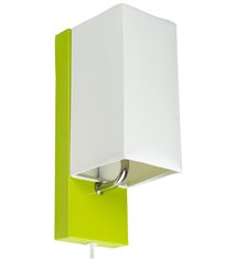 Applique murale abat jour tissu blanc socle metal vert Lampe 1 spot lumière LED