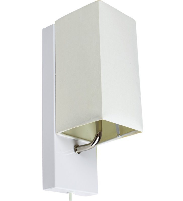 Applique murale abat jour tissu blanc socle metal Lampe 1 spot lumière LED