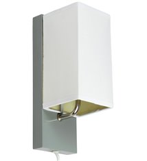 Applique murale abat jour tissu blanc socle metal Gris Lampe 1 spot lumière LED