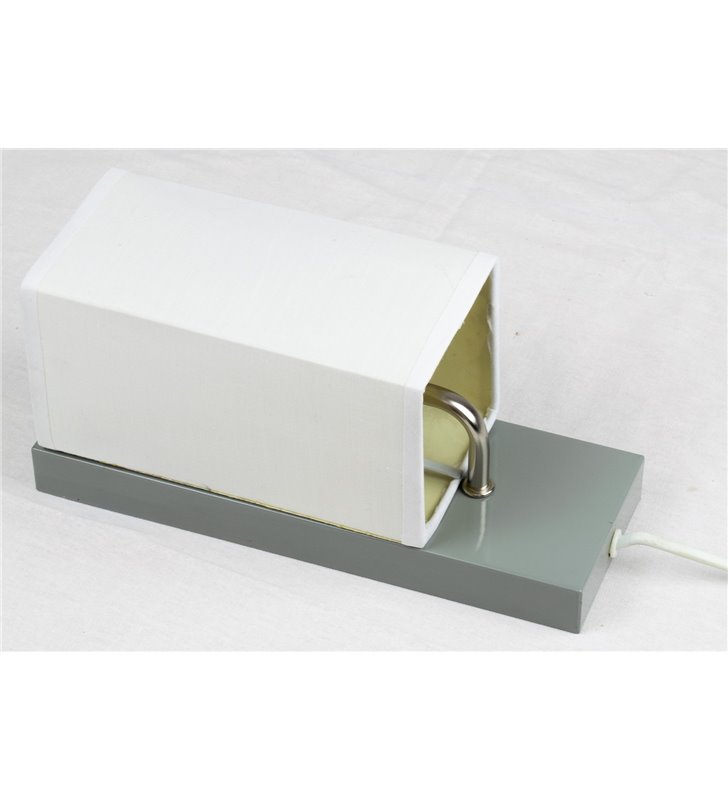 Applique murale abat jour tissu blanc socle metal Gris Lampe 1 spot lumière LED